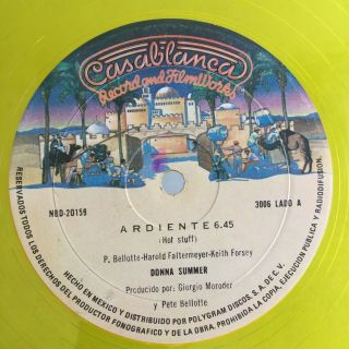 Donna Summer - Ardiente - Hot Stuff - Rare Lp Casablanca Mexico 1979 Colored Vinyl