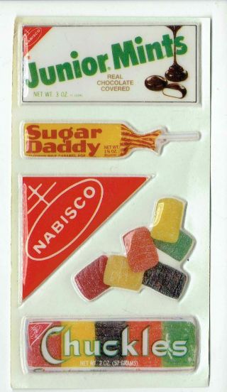 Rare Vintage Puffy Vinyl Stickers Sheet Junior Sugar Daddy Chuckles Nabisco