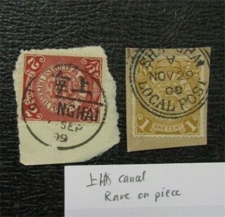 Nystamps China Dragon Stamp 上海 Cancel Rare On Piece A16x2086