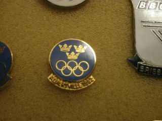 Rare Old 1992 Winter Olympic Games Sweden Noc Team Small Enamel Press Pin Badge
