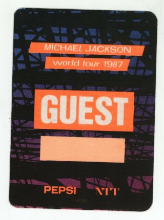Rare Michael Jackson 1987 World Tour Guest Backstage Pass,  Orange Words