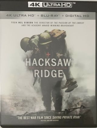 Hacksaw Ridge 4k Ultra Hd Blu Ray 2 Disc Set,  Rare Slipcover Sleeve No Digital