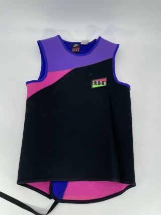 Vintage 90’s Nike Aqua Gear Neoprene Shirt Black Teal Purple Unisex Small Rare