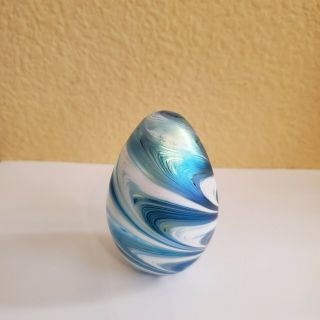 Rare Find Vintage Signed Nwsg 1994 Art Glass Egg Iridescent