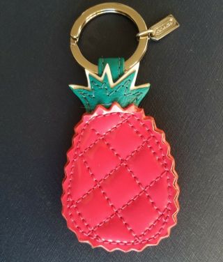 Coach Pink Patent Leather Pineapple Key Ring Rare