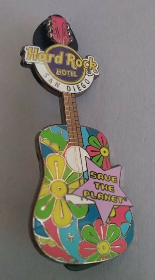 Hard Rock Cafe Hrc San Diego Save The Planet Guitar Collectible Pin Rare /le