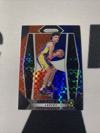 Lonzo Ball Rc 2017 - 18 Panini Prizm Red White Blue Rookie Sp 289 Pelicans Rare