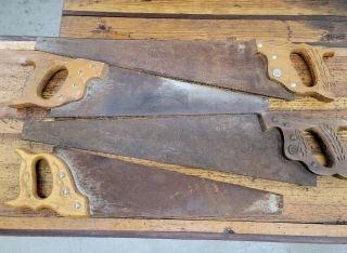 Rare Antique Tools Fine Woodworking Disston & Warrented Crosscut Saws ☆usa
