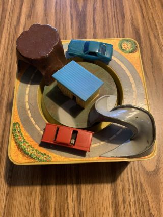 Rare Vintage Cragstan Race Car Chase Wind Up Track Box