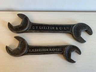 Two Rare Vintage C T Skelton & Co Ltd Open Ended Hexagonal Tractor Spanners
