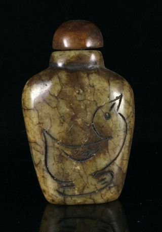 Chinese Old Rare Jade Hand - Carved Pendant Statue Bird Snuff Bottle 146