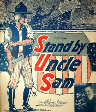 Rare World War I Sheet Music Stand By Uncle Sam Pub.  Battle Creek,  Michigan 1918