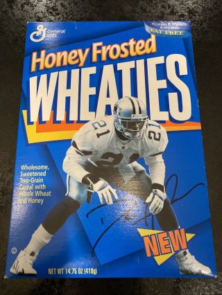 Dallas Cowboys Deion Sanders 1996 Honey Frosted Wheaties Cereal Box Rare Prime
