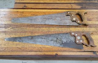 Rare Antique Tools Fine Woodworking Disston Crosscut & Rip Saws 10 & 7 Tpi ☆usa