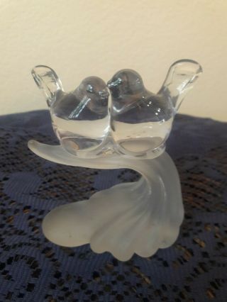Art Glass Figurine Love Birds On A Branch - And Rare