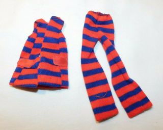 Rare Old Mattel Barbie Francie Doll Outfit - Red & Blue Striped Outfit