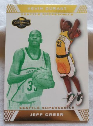 2007 - 08 Topps Co - Signers Kevin Durant / Jeff Green Rookie Rc Gold 