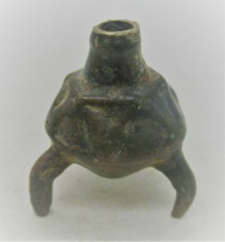 Ancient Near Eastern Bronze Tripod Vessel Kohl Applicator Rare Artefact