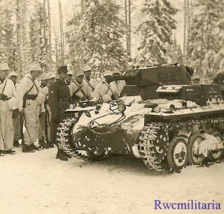Rare Gebirgsjäger In Snow Camo By Pzkw.  I Panzer Tank In Winter Woods