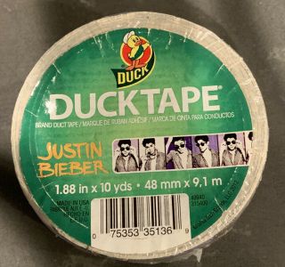 Rolls Of Justin Bieber Duck Duct Craft Tape 1.  88 In X 10 Yds Rare