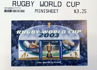 Rugby World Cup 2003 Australia Minisheet England Winners Stamps Fdc Rare