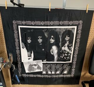 2 Vintage Rare Kiss Destroyer And Hot In The Shade Silk Banners