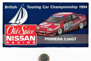 Large Rare Complete Btcc 1994 Sticker Old Spice Nissan Racing Primera 2.  Oegt