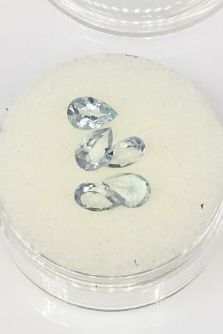 $1000 Rare Set Of 5 Pear Cut Natural Aquamarine Loose Gems