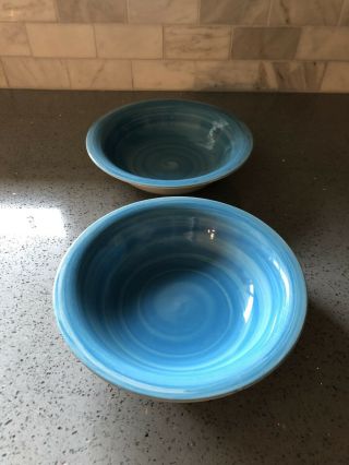 Royal Norfolk (rare) Set Of 2 Turquoise (swirl Design) Soup/cereal Bowls
