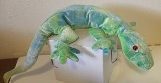 Rare Six Flags Lizard Plush Stuffed Animal Green 20” Long Reptile Gecko Toy