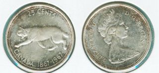 1967 Silver Centennial Canada 25 Cents Quarter Rare Rotated Die Error