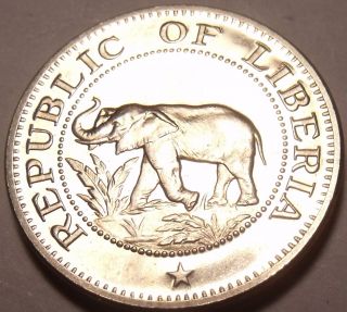 Rare Proof Liberia 1968 5 Cents Only 14,  396 Minted Elephant Coin