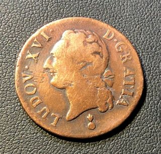 France Louis Xvi 1786 1/2 Sol Rare And Coin