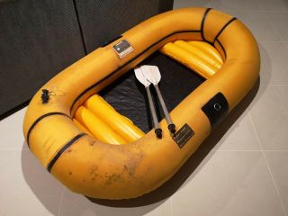 Vintage Inflatable Boat Retro Rare Old Dinghy Blow Up Nylon Rubber Slow Leaks