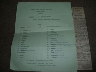 Rare Single Sheet Bramley V Hull Kr 22nd December 1968 & Newspaper Report