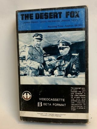The Desert Fox Mega Rare Magnetic Video Carton Beta Not Vhs War Movie