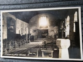 Postcard Rp Rare B&w Llanfair Ar Y Bryn Church Very Good 