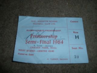 Rare Match Ticket Rugby League Premiership Semi Final Hull Kr V St Helens 7/5/84