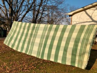 Vintage Green And White Plaid Cotton Blanket Extra Long Rare