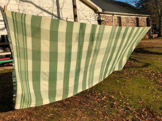 Vintage Green And White Plaid Cotton Blanket Extra Long Rare 2