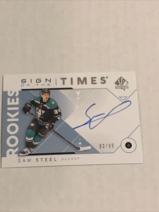 2018 - 19 Ud Sp Authentic Sign Of The Times Rookies Sam Steel 83/99 Ducks Rc Rare