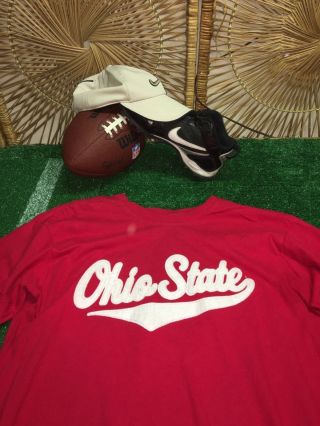 Rare Appliqué Osu Ohio State Buckeyes Red T Shirt Large L C20