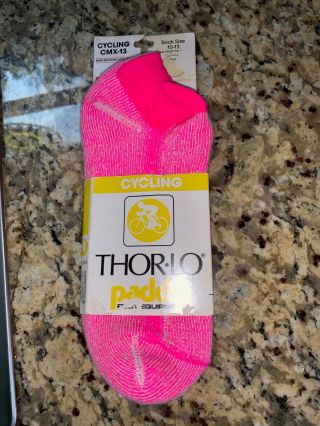 Vtg Thor Lo Pads Orlon Cycling Cushion Socks Pink Stretch 10 - 13 Size Rare