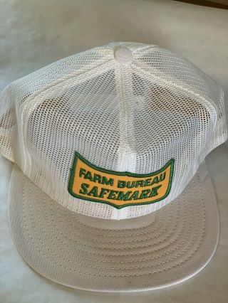 1980s Rare Farm Bureau Safemark Hat Vintage Trucker Mesh Hat Cap Snapback Usa
