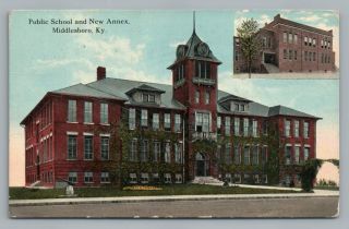 Public School & Annex Middlesboro Kentucky Rare Antique Bell County Postcard 
