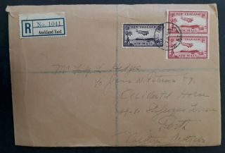 Rare 1936 Zealand Registd Cover Ties 3 Stamps Canc Auckland To Australia