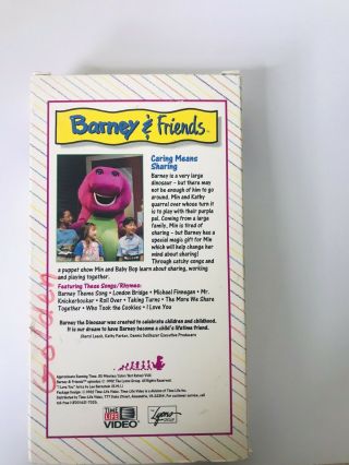 Barney and Friends Caring Means Sharing (VHS,  1992) Rare HTF Video Children ' s 3