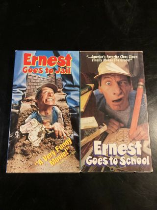 Ernest Goes To Jail And Goes To School Vhs Jim Varney Vintage Cult Rare Comedy
