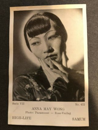 Film Star: Anna May Wong Rare German Samum High - Life Card (1932)