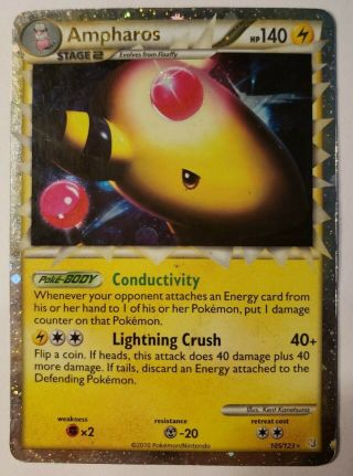 Ampharos Prime 105/123 Ultra Rare Heart Gold Holo Pokemon Card
